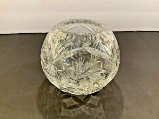 Vintage Lead Crystal Cut Glass Rose Bowl Vase Pinwheel Stars 4.  5 " X2 - 1/4 "