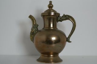 Antique 19th C Chinese Tibetan Teapot,  Large Bronze Copper Brass. 4