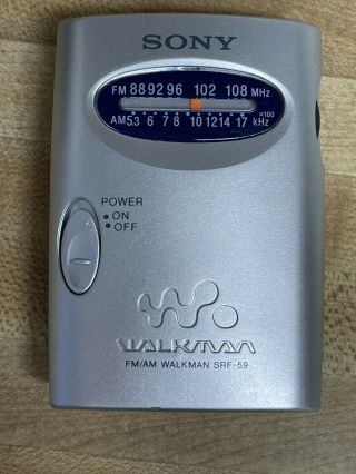 Vintage Sony Walkman Personal Am/fm Stereo Radio Srf - 59 W/ Belt Clip Well