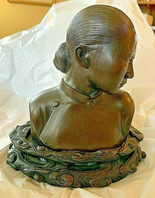 Antique Bronze Sculpture Asian Woman 5.  5 X5 " Plus Custom Stand.  Signed