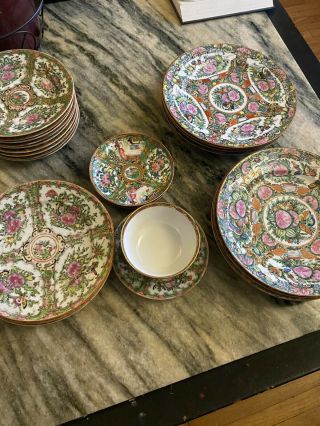 Antique Porcelain Chinese Famille Rose Medallion Dishes (25).