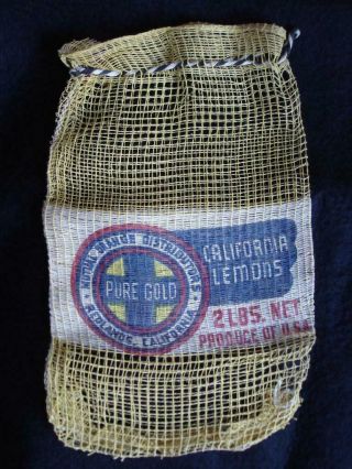 Vintage Antique Circa 1930 California Pure Gold Mesh Lemon Bag Mutual Redlands