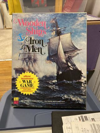 Vintage 1975 " Wooden Ships And Iron Men " War Board Game By Avalon Hill,  Complete