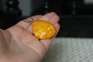 Antique 13gr Butterscotch Egg Yolk Natural Amber Pendant Vintage 4