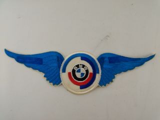 Vintage 1970 Bmw Motorcycle Jacket Patch Racing,  12 " Wings,  Red Logo