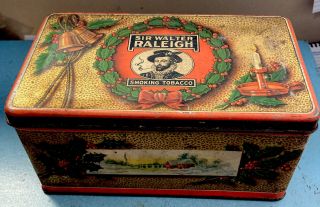 Vintage Sir Walter Raleigh Smoking Tobacco Christmas Wreath Tin