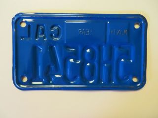 California Vintage Motorcycle License Plate – Classic Blue and Yellow 5H8541 2