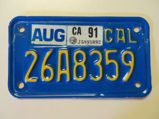 California Vintage Motorcycle License Plate – Classic Blue And Yellow 26a8359