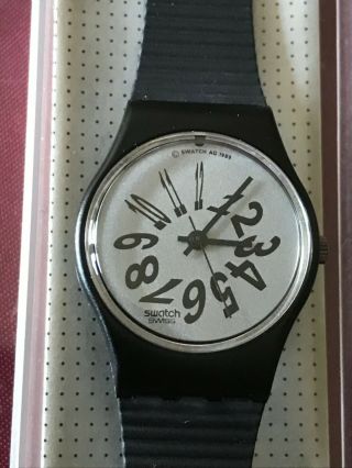 Wristwatch Swatch Lady Black Night (lb127) - New/nos - Small - Vintage - 1989 - Gray/grey