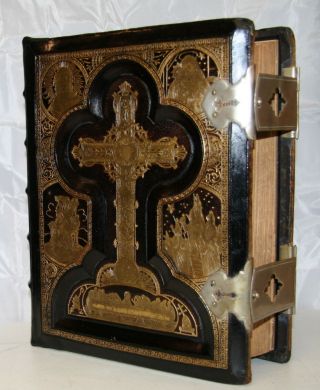 C1882 Antique Family Catholic Bible Douay Rheims Completely Restored