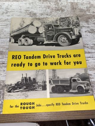 Reo Tandem Drive Trucks Vintage Semi Truck Dump Trucks Sales Brochure