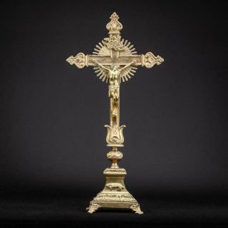 Altar Crucifix | Standing Church Antique Bronze Cross | Lamb Of God Jesus | 22 "