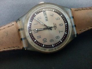 Vintage Swatch Watch Chronograph With Leather Strap.  Mens