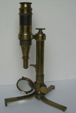 Early 19th Century French Brass Microscope Hutte Optician Paris