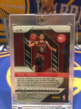 TRAE YOUNG 2018 - 19 PRIZM Basketball ROOKIE CARD 78 RC HAWKS SHIPS W/ MAG 2