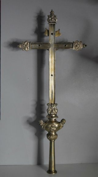 ⭐antique crucifix bronze,  church cross,  processional cross 19th century ⭐ 3