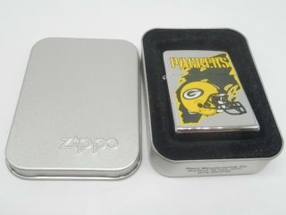 Nos Vintage 1996 Zippo Nfl Green Bay Packers Football Cigarette Lighter In Case
