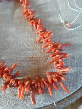 Vintage Jewellery Long Real Coral Beads Necklace Antique ?