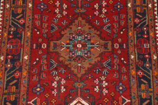 Vintage Geometric Hamedan Hand - Knotted Area Rug Oriental Carpet 4x7 4