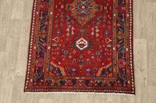 Vintage Geometric Hamedan Hand - Knotted Area Rug Oriental Carpet 4x7 5