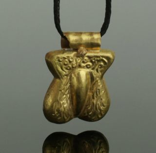 Ancient Roman Gold Phallic Amulet Pendant - Circa 2nd Century Ad