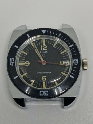 Vintage Elgin Waterproof Diver Swiss Made Watch