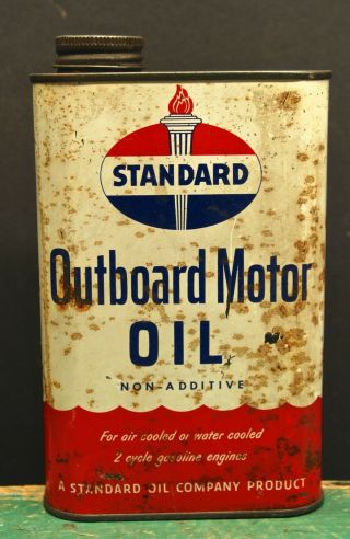 Vintage Standard Outboard Motor Oil One Quart Can Empty Graphics