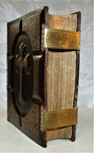 C1870 Antique Family Catholic Bible Douay Rheims Completely Restored