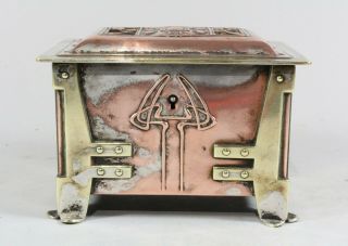 Archibald Knox / AE Jones Silver Plated Enamel Copper Brass Box Liberty & Co 2