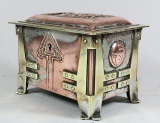 Archibald Knox / AE Jones Silver Plated Enamel Copper Brass Box Liberty & Co 3