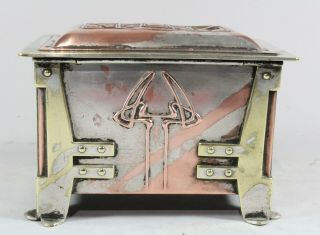 Archibald Knox / AE Jones Silver Plated Enamel Copper Brass Box Liberty & Co 5