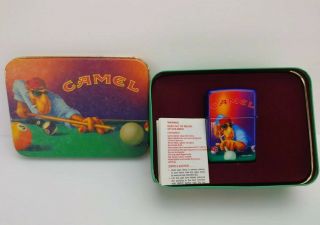 Vintage 1993 Zippo Joe Camel Pool Player Lighter In Tin