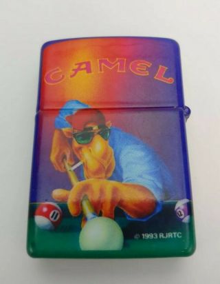 Vintage 1993 Zippo Joe Camel Pool Player Lighter in Tin 2