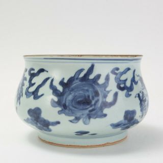 Antique Chinese Blue And White Censer,  Shunzhi - Kangxi Period,  17th Century