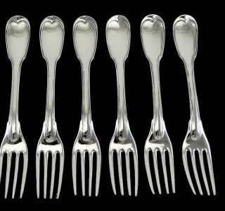 Hold For Ou71 - 97 6 Antique 18th C French Sterling Silver Fiddle Dinner Forks
