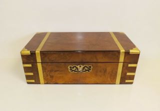 Antique Victorian Walnut & Brass Large Writing Slope Box.