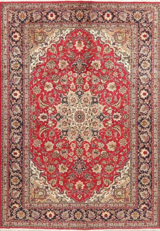7x10 Floral Medallion Red Area Rug Wool Hand - Knotted Oriental Room Size Carpet