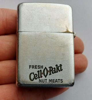 Early 1937 - 1950 Zippo Lighter Fresh Cell - O - Pact Nuts,  Meats,  Engraved