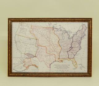 Vintage Map Of United States Artisan Dollhouse Miniature 1:12