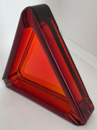 Vintage Viking Mid Century Modern Ruby Red Glass Ashtray Dish Pristine