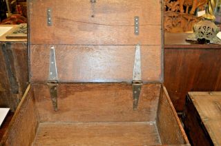 Antique 18th Century Oak Bible Box,  Plain Construction,  Pie Crust Edges,  c 1740 4