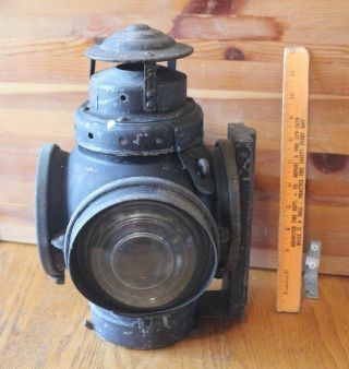 Antique Armspear Mfg Co NY Railroad Lantern Vintage Oil lamp Switch Train mount 3