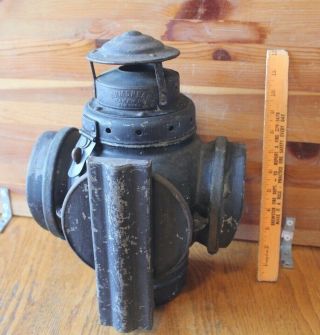 Antique Armspear Mfg Co NY Railroad Lantern Vintage Oil lamp Switch Train mount 5