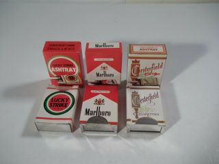 3 - Vintage Nos Lucky Strike,  Marlboro And Chesterfield Cigarette Ashtray 