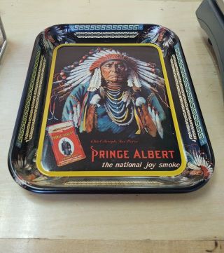 Vintage Prince Albert Tobacco Tin Serving Tray Chief Joseph Nez Perce 13 " X 11 "