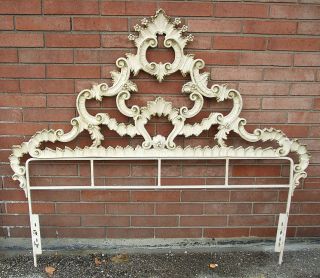 Vintage Rococo Baroque French Provincial Gold Gilt Full Cast Iron Headboard