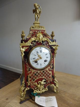 Large French Shell & Brass Inlay Mantle Clock Stunning Fully Restored