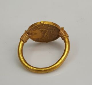 Wonderful Ancient Roman 20k Gold Ring With Unique Roman 1st King Antique Coin 5