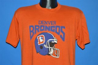 Vintage 80s Denver Broncos Orange Blue Helmet Soft Nfl T - Shirt Football Medium M