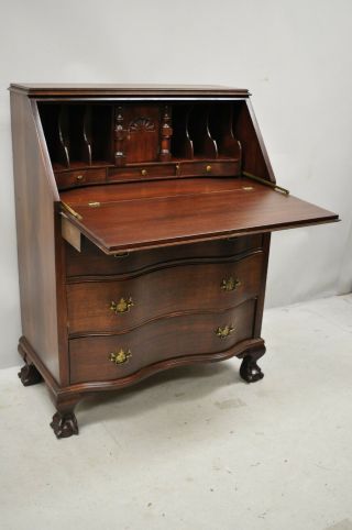 Antique Mahogany Chippendale Ball and Claw Fall Front Secretary Desk 4